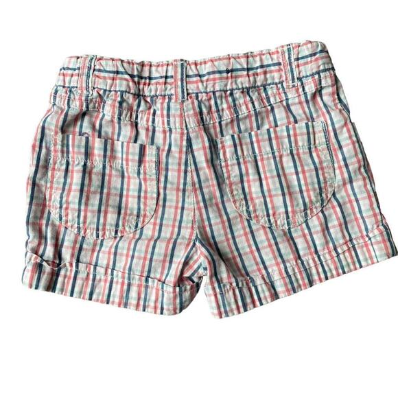 Girls 3T OshKosh Genuine Kids Pink Navy White Plaid Summer Shorts Adjustable - Picture 2 of 2